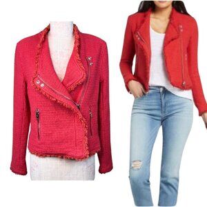 Anthropologie Blank NYC Red Tweed Moto Jacket
